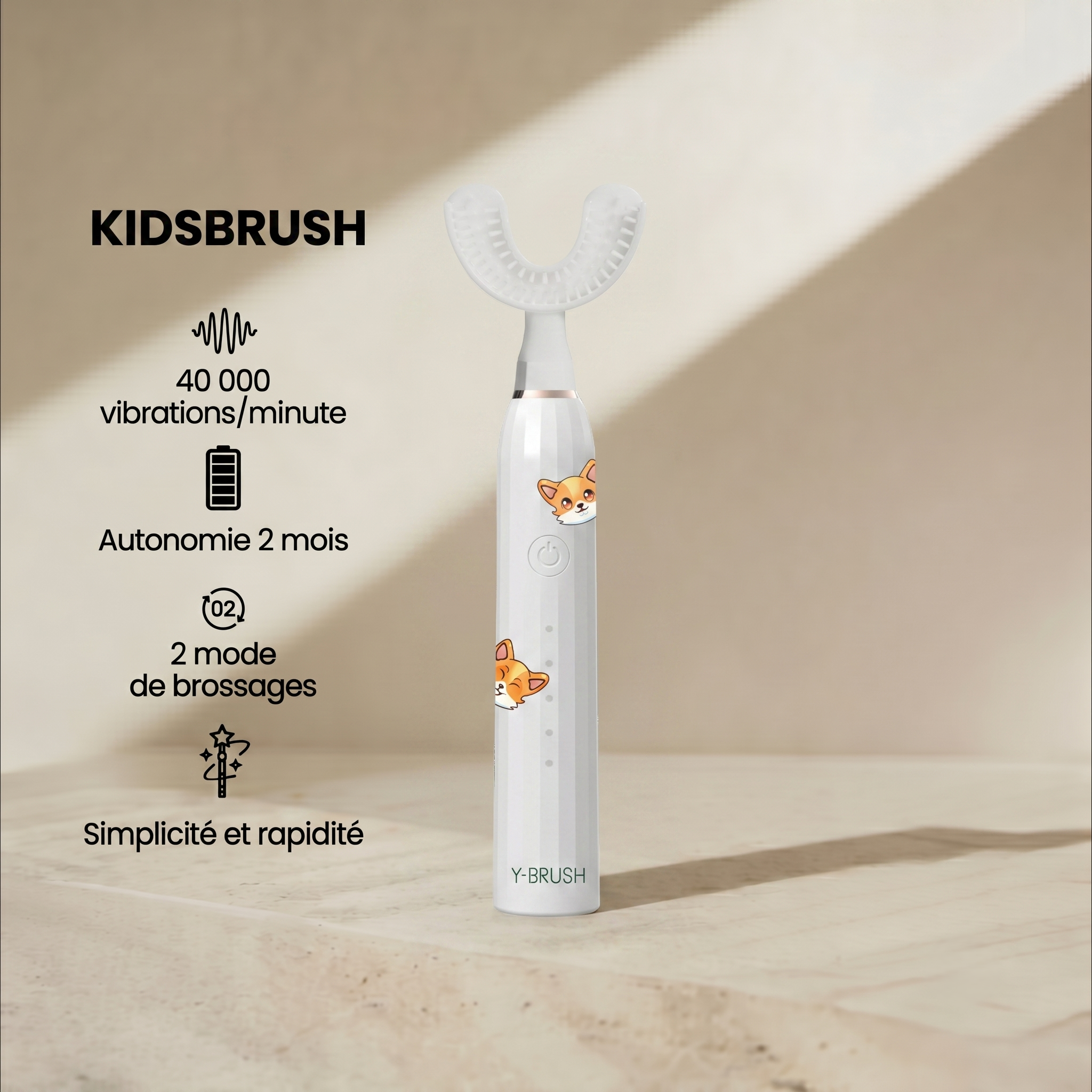 New Y-Brush KidsBrush Sonic Electric Toothbrush (4-12 years old)