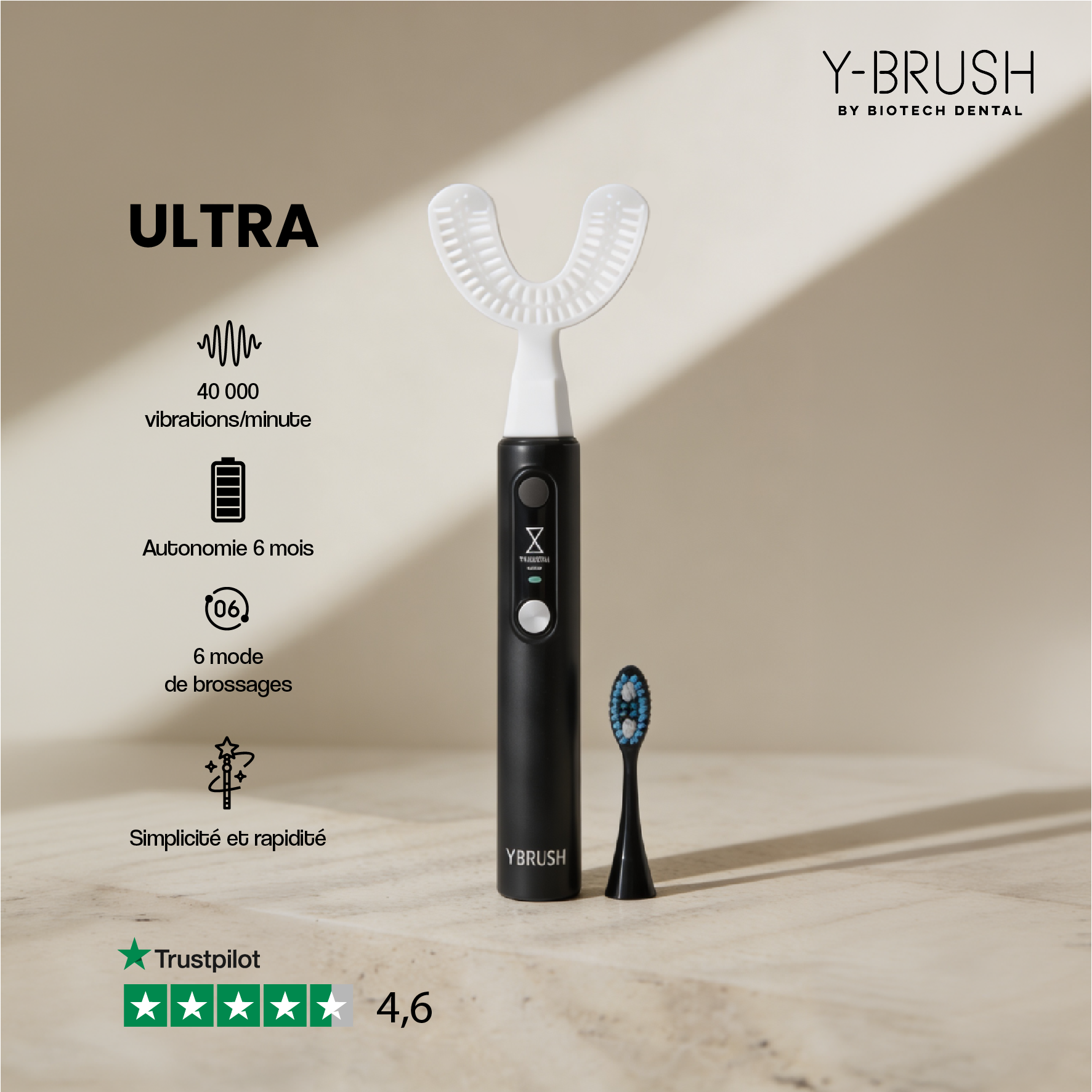 Y-Brush Ultra - Electric Sonic Toothbrush for Adult
